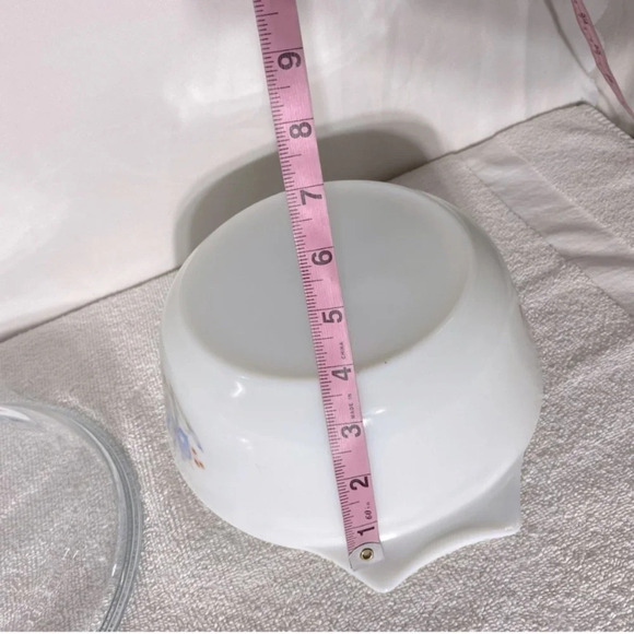 Vintage England Pyrex Blue Iris Casserole Dishes X2 W One Lid - Picture 14 of 16